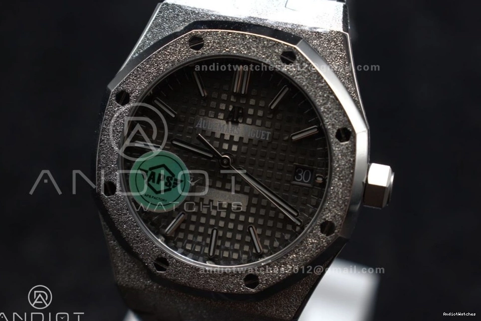 1031 Frosted Edition 15454 SS 37mm Best Grey on Bracelet Clone Lightweight SS Royal Oak SA3120 1:1 Super Dial APSF Textured 0219